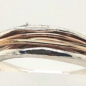 Sterling & 14K Rose Gold Wire Wrap Band Sz 8